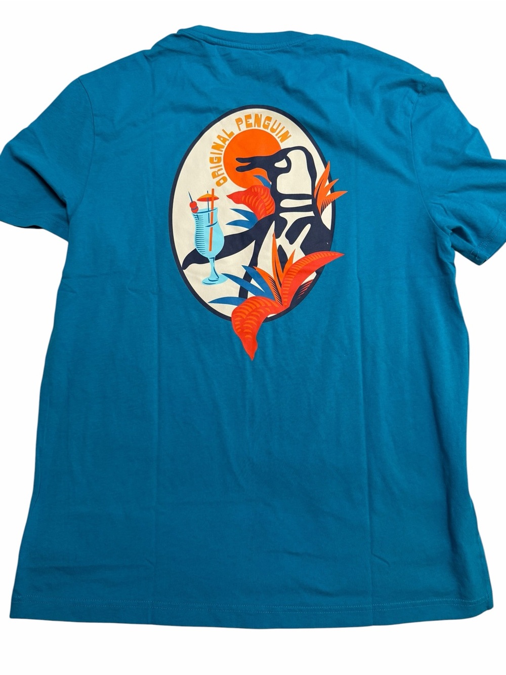 Original Penguin Teal Short-Sleeve Tee with Orange Logo